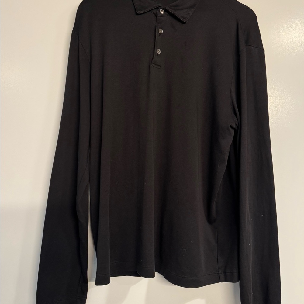 Theory Men's Black Long Sleeve Polo Shirt